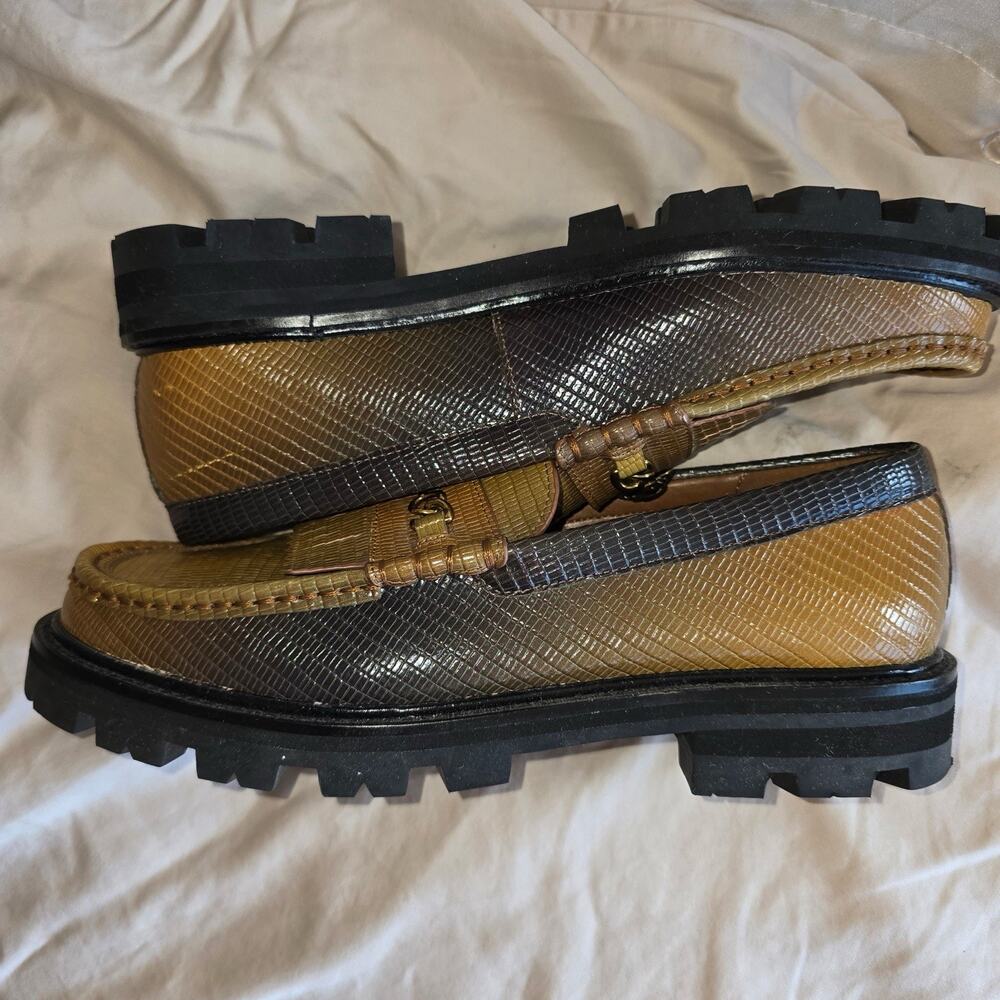 NWOT Kurt Geiger London reptile brown Leather Loafers EURO Size40 eagle head - Picture 4 of 5